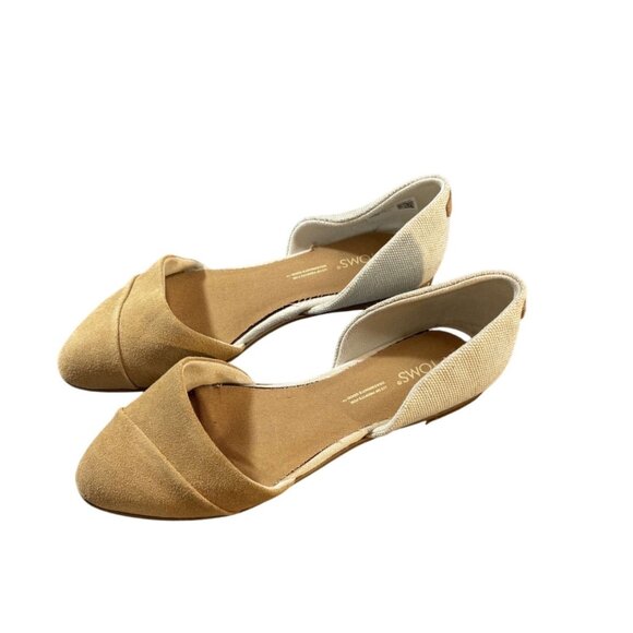 Toms Beige Suede & Canvas Womens Flats Size 6.5 Jutti D'Orsay Slip-On Shoes - Picture 2 of 7